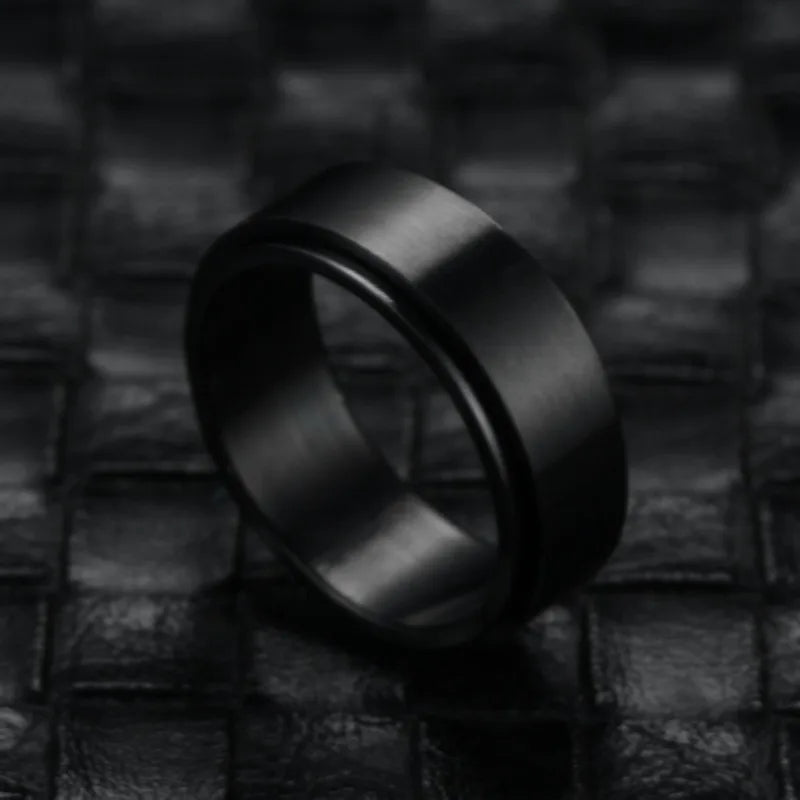 Anti Stress Stainless Steel Black Ring For Men