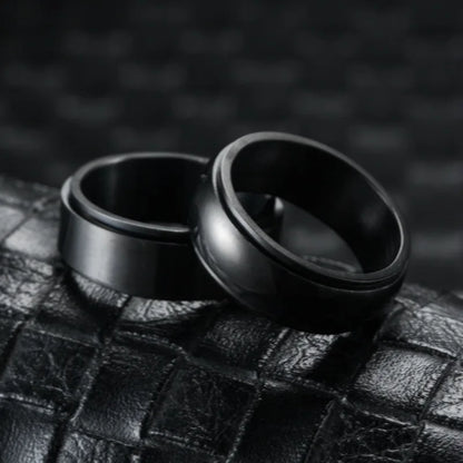 Anti Stress Stainless Steel Black Ring For Men