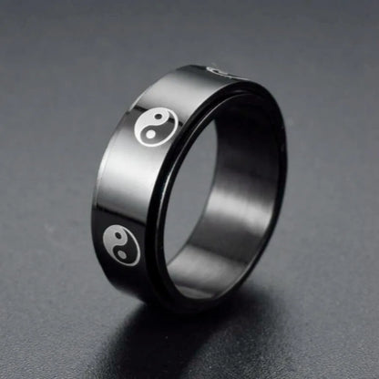 Anti Stress Stainless Steel Black Ring For Men