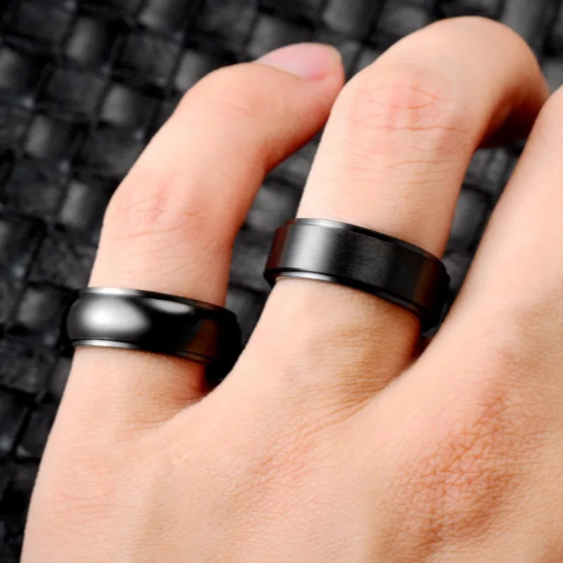 Anti Stress Stainless Steel Black Ring For Men