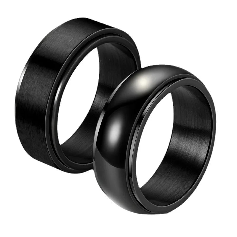 Anti Stress Stainless Steel Black Ring For Men